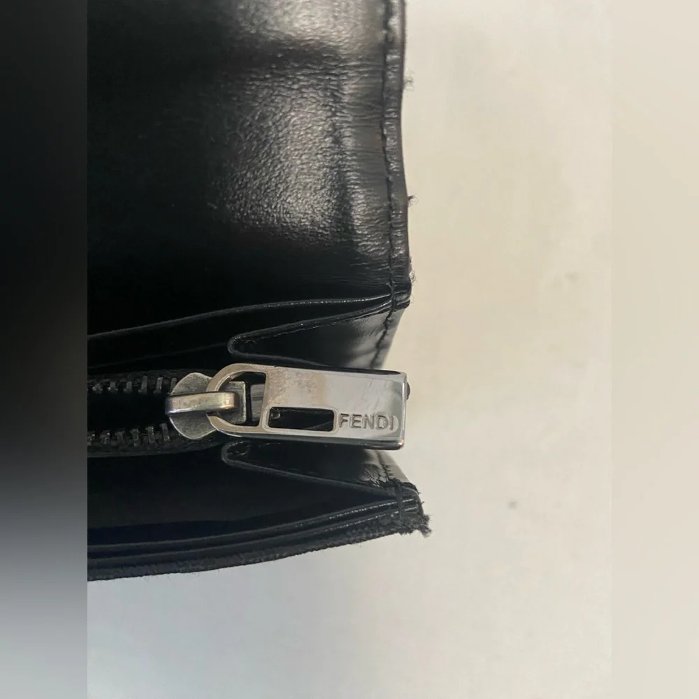 Authentic FENDI Zucchino Print Canvas Leather Black Long Wallet 8M0021 - Picture 8 of 16